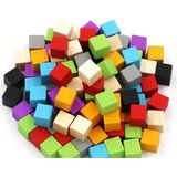 Venfa Renkli -2cm x 2cm x 2cm - 60Adet Ahşap Blok Küp - Ahşap Desenli
