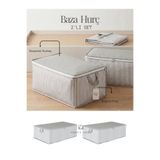 Venita Home 2 Adet - Çizgili Büyük Boy Baza Altı Ve Çekyat Tipi Hurç 65 x 45 x 22 cm