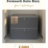 Venita Home 2 Adet Fermuarlı Kutu Formunda Çok Amaçlı Hurç, Dolap Içi Düzenleyici, Baza Hurç 50X40X19 - Gri