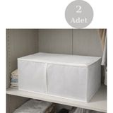 Venita Home 2 Adet Fermuarlı Kutu Formunda Çok Amaçlı Hurç, Dolap Içi Düzenleyici, Baza Hurç 50X40X19 - RENK - Beyaz
