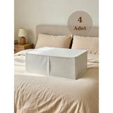 Venita Home 4 Adet Fermuarlı Kutu Formunda Çok Amaçlı Hurç, Dolap Içi Düzenleyici, Baza Hurç 50X40X19 - Beyaz
