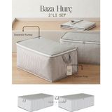 Venita Home 6 Adet - Çizgili Büyük Boy Baza Altı ve Çekyat Tipi Hurç 65 x 45 x 22 cm - 2'li