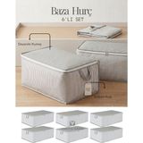 Venita Home 6 Adet - Çizgili Büyük Boy Baza Altı ve Çekyat Tipi Hurç 65 x 45 x 22 cm - 6'lı