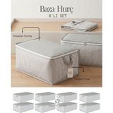 Venita Home 6 Adet - Çizgili Büyük Boy Baza Altı ve Çekyat Tipi Hurç 65 x 45 x 22 cm - 8'li