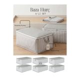 Venita Home 6 Adet - Çizgili Büyük Boy Baza Altı Ve Çekyat Tipi Hurç 65 x 45 x 22 cm