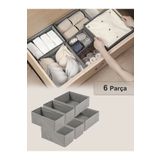 Venita Home 6'lı Gri Çekmece Içi Düzenleyici Organizer Set - Çok Amaçlı Dolap Içi Kutu Seti