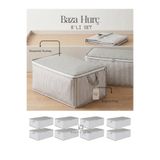 Venita Home 8 Adet - Çizgili Büyük Boy Baza Altı Ve Çekyat Tipi Hurç 65 x 45 x 22 cm