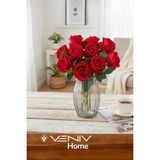 Veniv 7 Dallı Kırmızı Gül- Dekoratif Yapay Çiçek - 001-Renkli