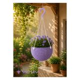 VENİV Rattan Desenli Askılı Saksı 2 Litre – Alt Tablalı Dekoratif Saksı