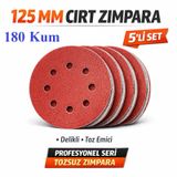 Venoa 125 mm Cırt Zımpara Kağıdı 5 Adet – 8 Delikli Disk, Ahşap & Metal Uyumlu 180 Kum VENOA125CZ05180