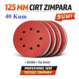 Venoa 125 mm Cırt Zımpara Kağıdı 5 Adet – 8 Delikli Disk, Ahşap & Metal Uyumlu 40 Kum VENOA125CZ0540