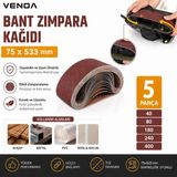 Venoa Bosch Gbs 75 Ae Uyumlu Bant Zımpara Kağıdı 75x533 mm – 5 Parça (Karışık Grit Seti)