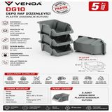 Venoa DG10 Depo Raf Düzenleyici Plastik Avadanlık Kutusu 5'li Set 103X165X75 mm Gri Modüler Vida Cıvata Parça Saklama Kutusu