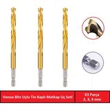 Venoa DT03 Tin Kaplı Bits Saplı Hss Delici Matkap Uç Seti 3 Parça