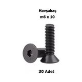 Venoa m6x10 mm Havşabaş İmbus Civata 10.9 Kalite Siyah DIN7991 Alyan Vida – 30’lu Paket