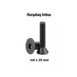 Venoa m6x25 mm Havşabaş İmbus Civata 10.9 Kalite Siyah DIN7991 Alyan Vida – 30 Adet
