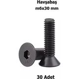 Venoa m6x30 mm Havşabaş İmbus Civata 10.9 Kalite Siyah DIN7991 Alyan Vida – 30 Adet