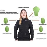 Venom Rock Kadın Motosiklet Ceketi Fileli Yazlık Motorcu Montu Polyester Malzemeden Üretildi - XL - Siyah