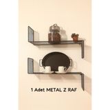 VENON 1 Adet Metal Duvar Rafı Z RAF SİYAH Dekoratif Raf Duvar Düzenleyici