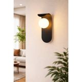 VENON 1 Adet Minimalist SİYAH Metal Aplik Glop Beyaz Camlı Duvar Lambası Yatak Odası-Yatak Başı-Banyo ✨ Duvar Aplik Modern Aplik Cam Aplik Dekoratif Aplik E-27 Duylu Salon Aplik Metal Aplik