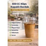 VENON 10 Adet 400 Cc 📢 KLİPS KAPAKLI BARDAK 🍹Plastik Bardak Limonata Soğuk Kahve Pet Milkshake🍋