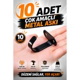 VENON 10 Adet J Model Mini Metal Askı Siyah Vidalı Banyo Mutfak Dolabı Metal Tavan Kanca Havlu Askılık
