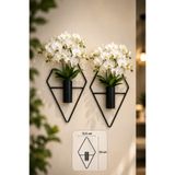 VENON 2 ADET BAKLAVA SİYAH || 12.5 CM X 25 CM || MİNİ BOY Çiçeklik Modern Dekoratif Metal Duvar Çiçeklik Salon Dekorasyon || Antre Hol Kapı Girişi Mutfak Salon Duvar Çiçekliği || METAL || Yapay Çiçek Vazo