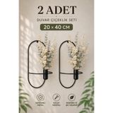 VENON 2 Adet Elips Çiçeklik Modern Dekoratif Metal Duvar Çiçeklik 20 X 40 Salon Dekorasyon
