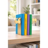 VENON 2 Adet MAT GOLD ÖZEL SERİ ""TIRNAK İşareti "" Metal Kitap Desteği Kitap Tutucu Ev Ve Ofis Dekoratif Dekoratif Masaüstü Kitaplık Düzenleyici Raf Kitap Dayanağı Çalışma Masası Kitap Stoperi Kütüphane