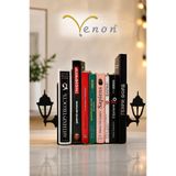 VENON 2 Adet SİYAH || SOKAK LAMBASI || Metal Kitap Desteği Kitap Tutucu Ev Ve Ofis Dekoratif Aksesuar Dekoratif Kitap Desteği Masaüstü Kitaplık Düzenleyici Raf Kitap Dayanağı Ofis Ev Çalışma Masası