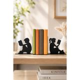 VENON 2.li Takım 📕 SİYAH 📘 Erkek ve Kız Çocuk ❤️Kitap Okuyan Kitap Tutucu Kitap Desteği METAL KİTAPLIK Dekoratif Kitap Desteği Masaüstü Kitaplık Düzenleyici Raf Kitap Dayanağı Ofis Ev Çalışma Masası Kitap