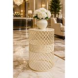 VENON 30 Cm Çap || Home Metal Modern Sehpa (300x480) Krem Sarı Patine Metal Dekoratif Sehpa || Yan Sehpa Salon Sehpası Koltuk Yanı Sehpa Oturma Odası Yatak Odası Dekorasyon Sehpa KREM SARI PATİNE 30 CM