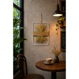 VENON 35 Cm x 25 Cm •• Auro Duvar Süsü Beyaz Dikdörtgen Doğal Lifli 35 Cm x 25 Cm Duvar Dekorasyon Ürünü Otel Cafe Salon Doğal Rafya Dekorlu Halatlı Metal Gövde El Emeği Balkon Dekoru Ev Dekoru