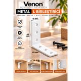 VENON 4 Adet || ASYA || BEYAZ || 65x65x15 Mm || Mobilya Eşya Dolap Duvara Sabitleme Köşebent Bağlantı Aparatı L Demiri Gönye Sabitleme Aparatı Mobilya Güçlendirme Bağlantı Demiri Sabitleme Destek Aparatı