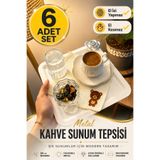 VENON 6 Adet 🌸Çizilmez & El İzi Göstermez 🌸 Kahve Sunum Tepsi 🌸 Mat Silver Çiçekli🌸 Beyaz EL İZİ YAPMAZ || EL KESMEZ || Servis Tepsisi Misafir Sunum Çay Tepsisi METAL TEPSİ Sunumluk Metal