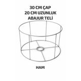 VENON Abajur Teli 30 Cm Silindir Avize İskelet HAM Genişlik 30 Cm Lambader Teli Çember Macrome