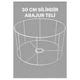VENON Abajur Teli 30 Cm Silindir Avizeİskelet Beyaz Boyalı Genişlik 30 Cm Lambader Teli Çember Macrome