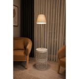 Venon Aydınlatma Sehpalı Lambader Elips Krem Sarı Patine ⭐️Kahverengi Kumaş Şapka ⭐️Modern Oturma Odası Salon Köşe Lambader Dekoratif Lambader Yer Lambası Dekoratif Aydınlatma Salon Aydınlatma Sehpalı Aydınlatma