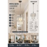 VENON Bert Tekli KROM Kt Avize Kristal Taşlı Sarkıt Avize Sarkıt Tekli Modern Avize Salon Antre Lüks Avize