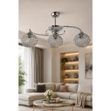 VENON Birsel 3.lü Krom Plafonyer Avize Süper Avize Modelleri Aydınlatma Birsel 3 Lü (top Elek Kol Camlı) Krom Avize Modelleri E-27 Duylu Salon Avizesi