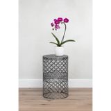 VENON Çap 25 Cm || Home Sehpa (250x480) Siyah Gümüş Patine Metal Dekoratif Sehpa Salon Sehpa Köşe Sehpa