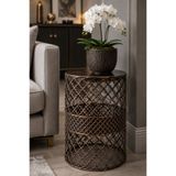 VENON Çap 30 Cm || Home Metal Modern Sehpa (300x480) Siyah Bakır Patine || Yan Sehpa Salon Sehpası Koltuk Yanı Sehpa Oturma Odası Yatak Odası Dekorasyon Sehpa Metal Sehpa SİYAH BAKIR PATİNE 30 CM
