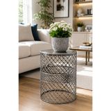 VENON Çap 35 Cm || Zigon Servis Sehpası Metal Yan Sehpa Modern Siyah Gümüş Patine Home Sehpa(350x480)p