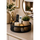 VENON Elis Siyah 30 Cm x 11 Cm Metal Salon Masa Toplayıcı Dekoratif Metal Sepet Konsol Yatak Odası