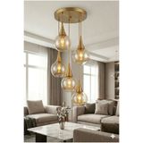 VENON Elora 5.li Sarkıt Yuvarlak ✨ESKİTME ✨ BAL GLOP CAMLI ✨ Salon Avizesi Modern Avize