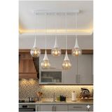 VENON Elora 5.li SIRALI ✨ BEYAZ ✨ BAL GLOP CAMLI ✨ Yemek Masası Avizesi Salon Avize