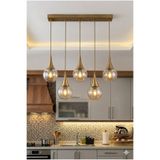 VENON Elora 5.li SIRALI ✨ ESKİTME ✨ BAL GLOP CAMLI ✨ Yemek Masası Avizesi Salon Avize