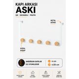 VENON ESSE BEYAZ 35 Cm Amerikan Kapı Arkası Askı Metal Gövde Ahşap Başlıklı Dekoratif Elbise Askılığı