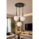 VENON FERİS 3.LÜ SARKIT SİYAH || 30 CM TEPSİ AVİZE || BEYAZ GLOP CAMLI AVİZE || Sarkıt Avize Modelleri Camlı Avize Aydınlatma Salon Avizesi Lamba Modelleri || TAVAN MONTAJLI AVİZE || Oturma Odası Ev Dekor