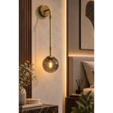 VENON FERİS APLİK || ESKİTME GÖVDE || FÜME GLOP CAMLI || Duvar Avizesi Duvar Lambası Yatak Başı Aydınlatma Salon Aplik Dekoratif Sarkıt Aplik Duvar Işığı Başucu Cam Oturma Odası Yatak Odası Koridor